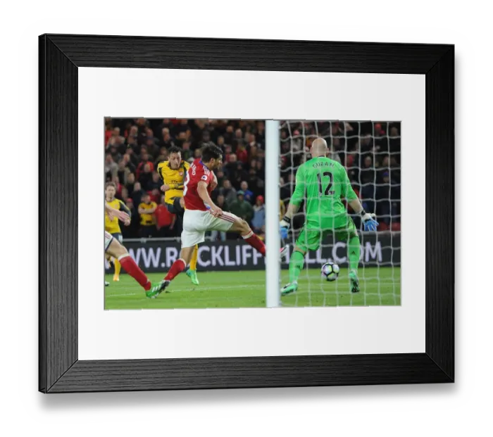 Framed Print : Mesut Ozil Scores Arsenal's Second Goal vs. Middlesbrough (2016-17)