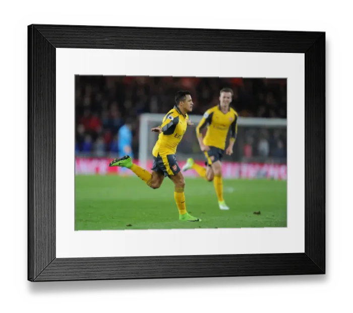 Framed Print : Alexis Sanchez's Goal Celebration: Middlesbrough vs. Arsenal, Premier League 2016-17 Framed Print : Alexis Sanchez's Goal Celebration: Middlesbrough vs. Arsenal, Premier League 2016-17