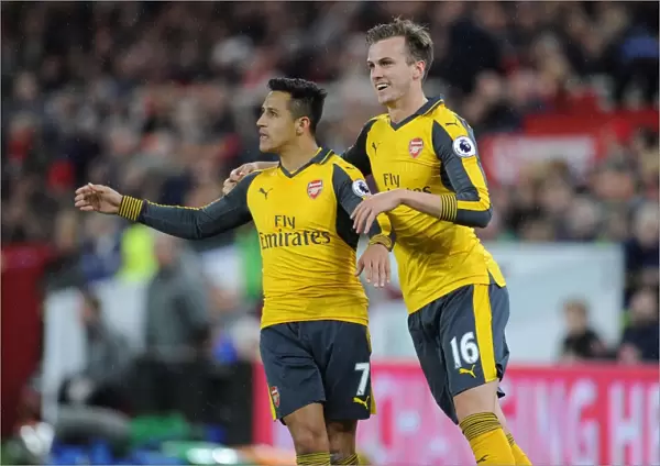 Alexis Sanchez and Rob Holding Celebrate Goal: Middlesbrough vs. Arsenal, Premier League 2016-17