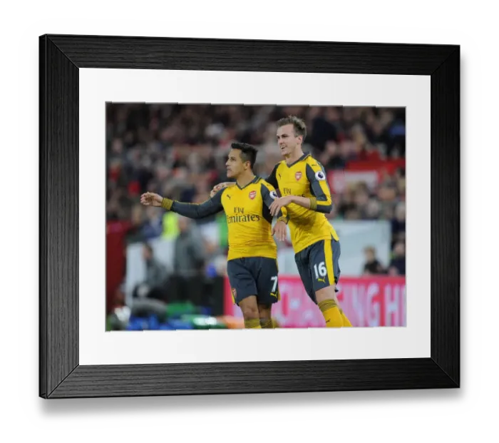 Framed Print : Alexis Sanchez and Rob Holding Celebrate Goal: Middlesbrough vs. Arsenal, Premier League 2016-17