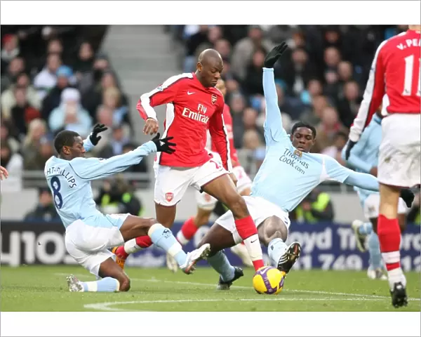 Triumph of Manchester City: Abou Diaby, Shaun Wright-Phillips, Micah Richards in Action as Arsenal Suffer 3:0 Defeat, Barclays Premier League, City of Manchester Stadium, 22 / 11 / 08