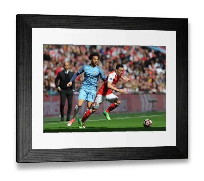 Framed Print : Clash of Stars: Ozil vs. Sane - Arsenal vs. Manchester City FA Cup Semi-final