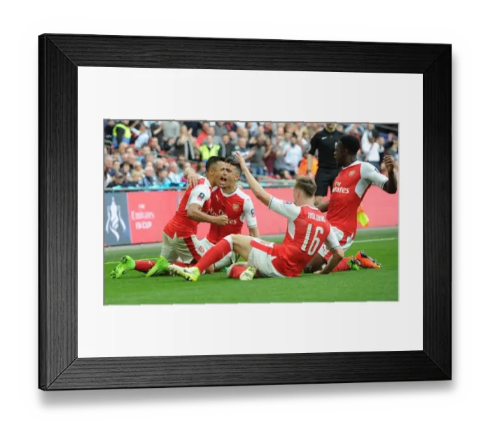Framed Print : Arsenal's Triumph: Sanchez, Holding, and Welbeck's Goal Celebration vs Manchester City (FA Cup Semi-Final, 2017) Framed Print : Arsenal's Triumph: Sanchez, Holding, and Welbeck's Goal Celebration vs Manchester City (FA Cup Semi-Final, 2017)