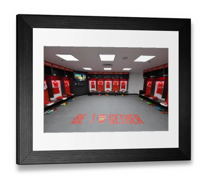 Framed Print : Arsenal Football Club: Pre-Match Tension in the Changing Room before FA Cup Semi-Final vs Manchester City