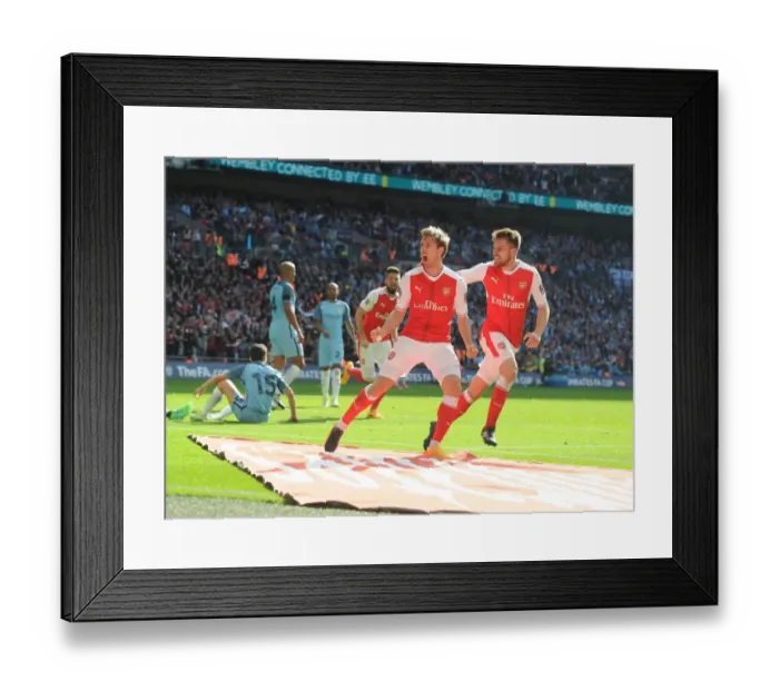 Framed Print : Monreal and Ramsey's Thrilling Goal Celebration: Arsenal's FA Cup Semi-Final Victory Over Manchester City Framed Print : Monreal and Ramsey's Thrilling Goal Celebration: Arsenal's FA Cup Semi-Final Victory Over Manchester City