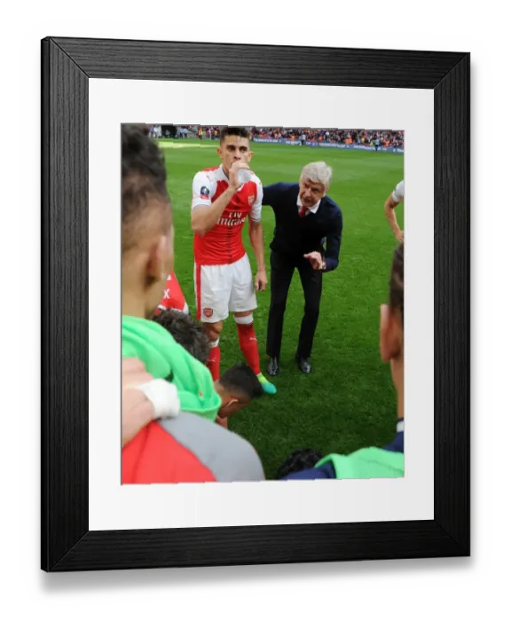 Framed Print : Arsene Wenger Motivates Arsenal: FA Cup Semi-Final vs Manchester City