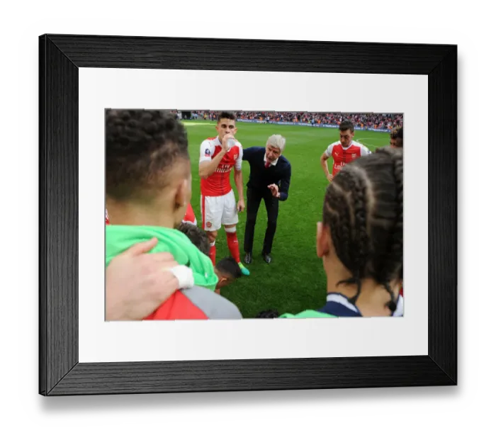 Framed Print : Arsene Wenger Rallies Arsenal at FA Cup Semi-Final vs Manchester City Framed Print : Arsene Wenger Rallies Arsenal at FA Cup Semi-Final vs Manchester City