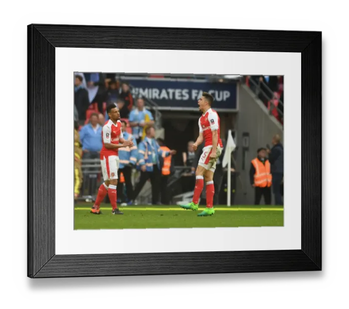 Framed Print : Gabriel's Triumph: Arsenal Defender Celebrates FA Cup Semi-Final Victory Over Manchester City Framed Print : Gabriel's Triumph: Arsenal Defender Celebrates FA Cup Semi-Final Victory Over Manchester City