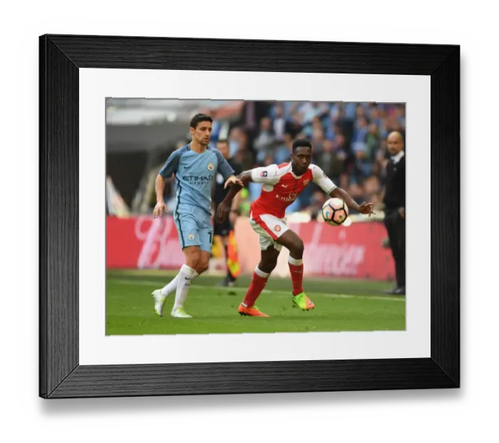 Framed Print : Danny Welbeck vs Jesus Navas: Clash at the FA Cup Semi-Final - Arsenal vs Manchester City