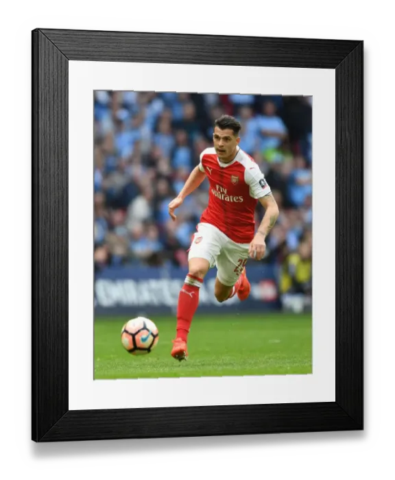 Framed Print : Granit Xhaka: Arsenal's FA Cup Semi-Final Battle against Manchester City