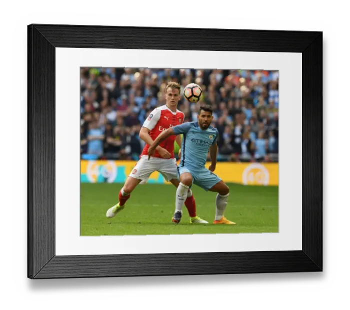 Framed Print : Clash at the Emirates: Holding vs. Aguero - FA Cup Semi-Final Showdown
