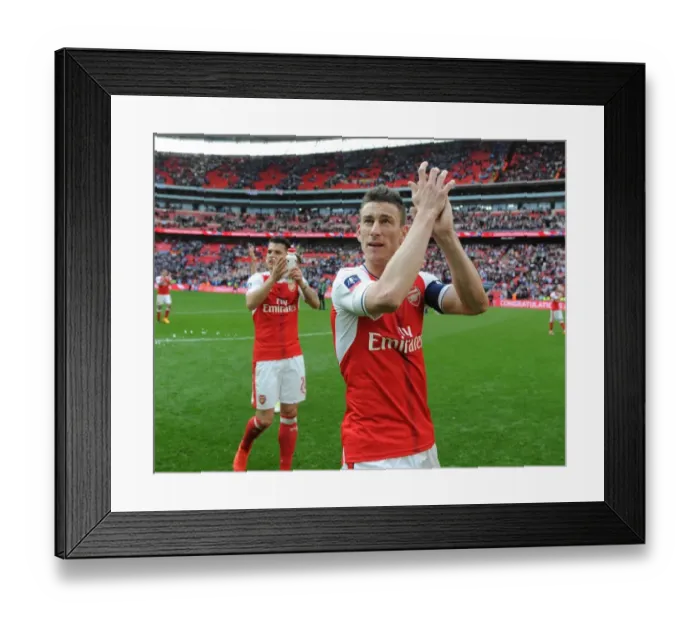 Framed Print : Arsenal's Laurent Koscielny Celebrates FA Cup Semi-Final Victory over Manchester City