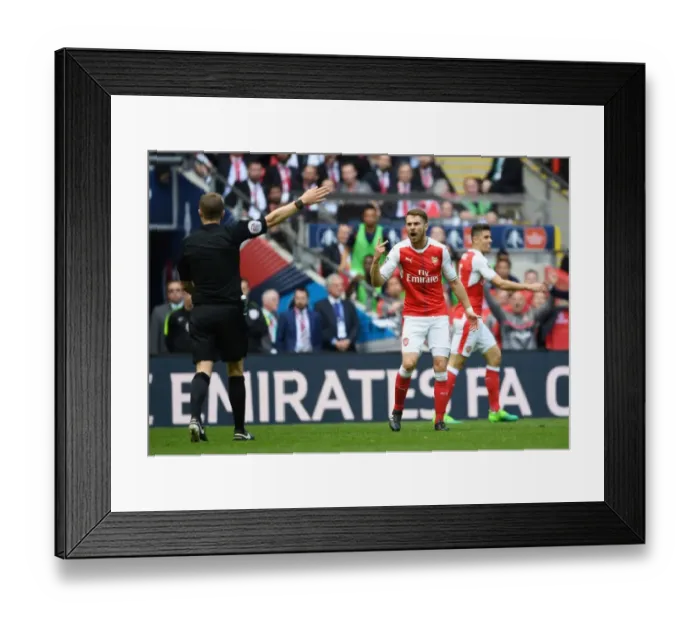 Framed Print : Arsenal's Aaron Ramsey Protests to Referee during FA Cup Semi-Final vs Manchester City Framed Print : Arsenal's Aaron Ramsey Protests to Referee during FA Cup Semi-Final vs Manchester City