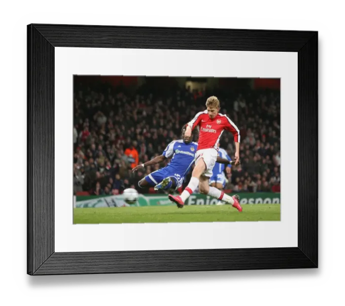 Framed Print : Nicklas Bendnter breaks past Pape Diakhate to socre the Arsenal goal