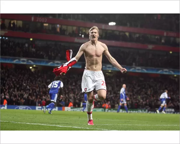 Nicklas Bendnter celebrates scoring the Arsenal goal