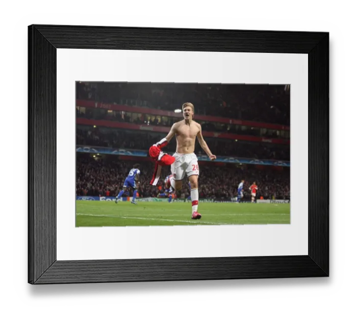 Framed Print : Nicklas Bendtner's Thrilling Goal: Arsenal Leads Dynamo Kyiv in Champions League Framed Print : Nicklas Bendtner's Thrilling Goal: Arsenal Leads Dynamo Kyiv in Champions League