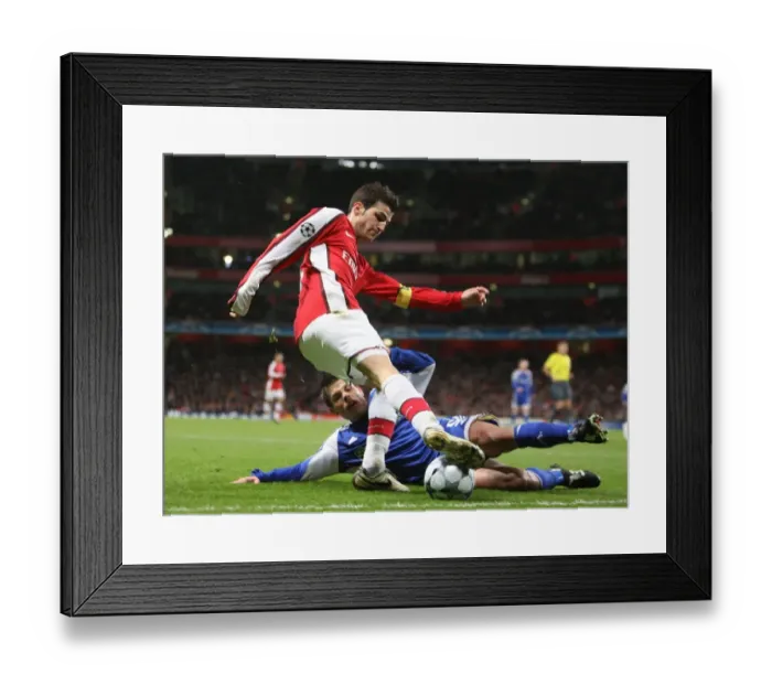 Framed Print : Clash of Stars: Fabregas vs. Vukojevic in Arsenal's 1-0 Victory over Dynamo Kyiv, UEFA Champions League, Group G, Emirates Stadium, London, 25 / 11 / 2008