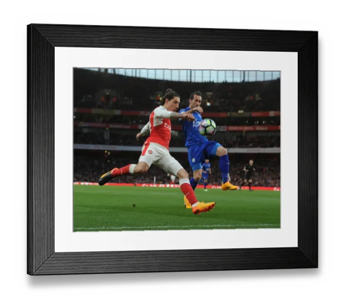 Framed Print : Bellerin vs. Fuchs: A Football Rivalry Clash at the Emirates