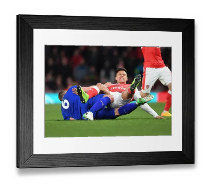 Framed Print : Clash of Titans: Sanchez vs. Huth - Arsenal vs. Leicester City Showdown (2016-17)