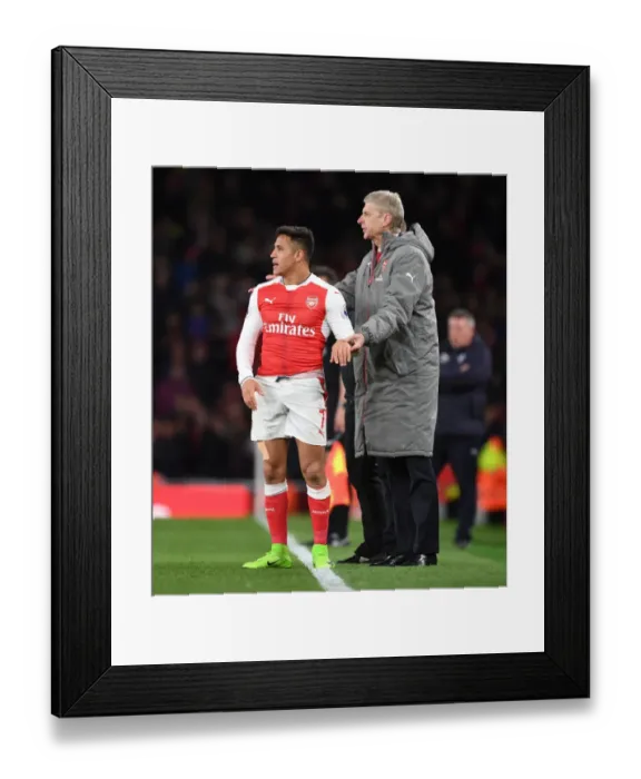 Framed Print : Arsene Wenger and Alexis Sanchez: A Tactical Duo at Arsenal vs Leicester City, Premier League 2016-17