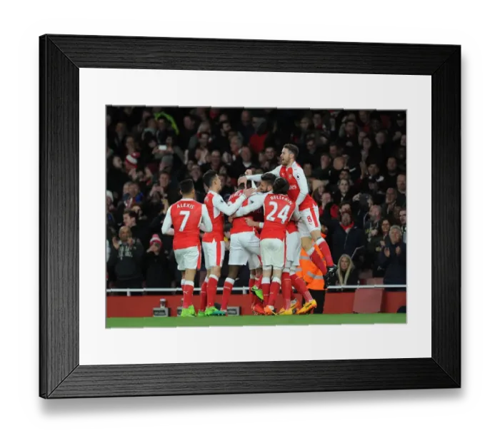 Framed Print : Arsenal Celebrates Goal Against Leicester City: Premier League 2016-17