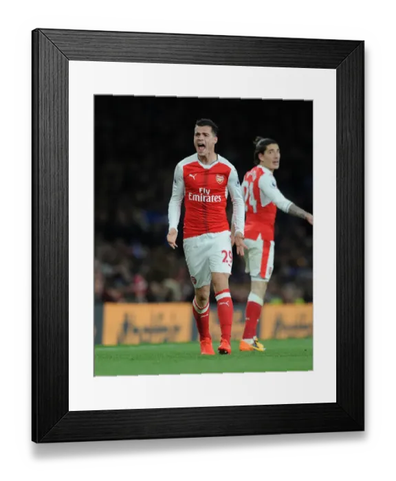 Framed Print : Granit Xhaka: Arsenal's Midfield Mastermind in Action against Leicester City, Premier League 2016-17 Framed Print : Granit Xhaka: Arsenal's Midfield Mastermind in Action against Leicester City, Premier League 2016-17
