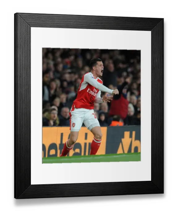 Framed Print : Granit Xhaka: Arsenal's Midfield Maestro in Action Against Leicester City, Premier League 2016-17 Framed Print : Granit Xhaka: Arsenal's Midfield Maestro in Action Against Leicester City, Premier League 2016-17