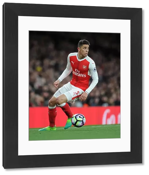 Arsenal's Gabriel in Action Against Leicester City, Premier League 2016-17