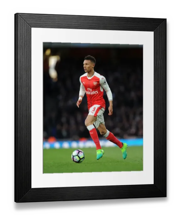 Framed Print : Arsenal's Kieran Gibbs in Action Against Leicester City, Premier League 2016-17