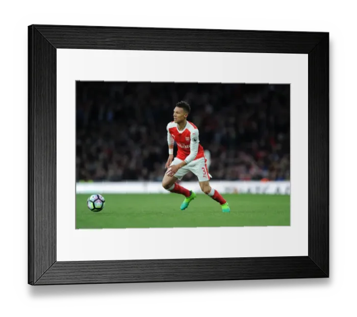 Framed Print : Arsenal's Kieran Gibbs in Action during the Arsenal vs. Leicester City Premier League Match, 2016-17