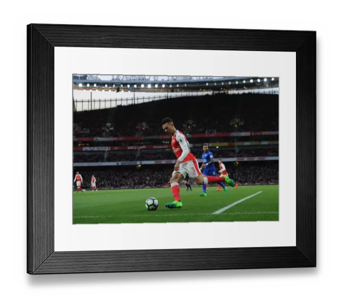 Framed Print : Arsenal's Kieran Gibbs in Action Against Leicester City (2016-17)
