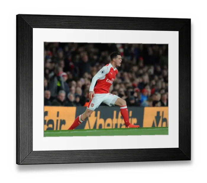 Framed Print : Granit Xhaka: Arsenal's Midfield Mastermind in Action vs Leicester City, Premier League 2016-17 Framed Print : Granit Xhaka: Arsenal's Midfield Mastermind in Action vs Leicester City, Premier League 2016-17