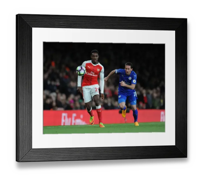 Framed Print : Battle of the Wings: Welbeck vs. Fuchs - Arsenal vs. Leicester City Clash Framed Print : Battle of the Wings: Welbeck vs. Fuchs - Arsenal vs. Leicester City Clash