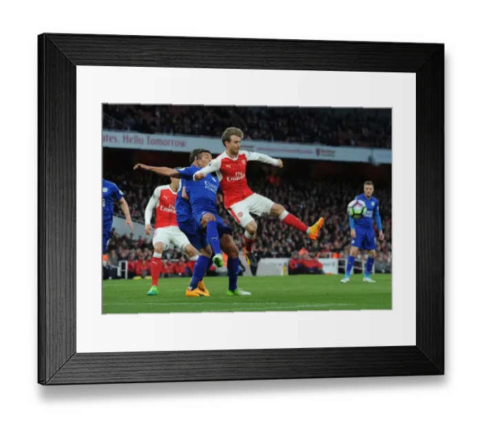 Framed Print : Monreal Under Pressure: Arsenal vs. Leicester City, Premier League 2016-17