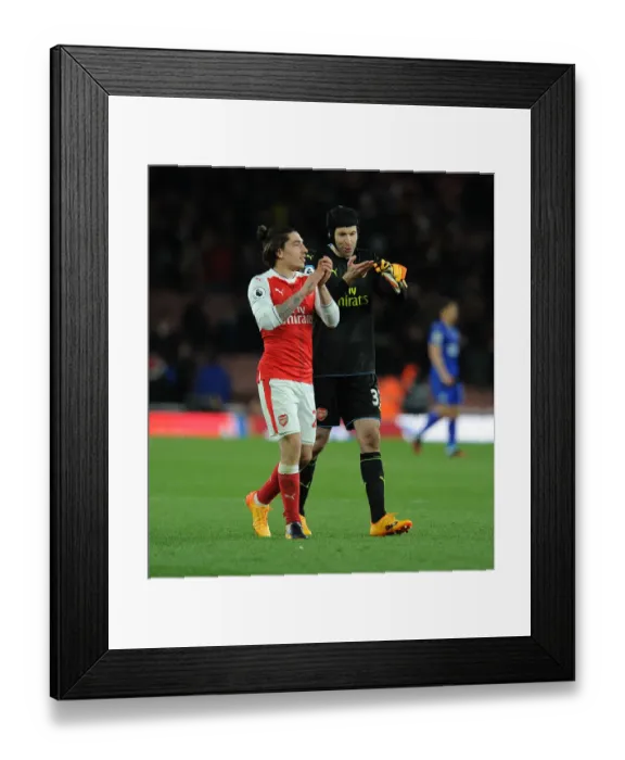 Framed Print : Arsenal: Cech and Bellerin Celebrate Victory Over Leicester City