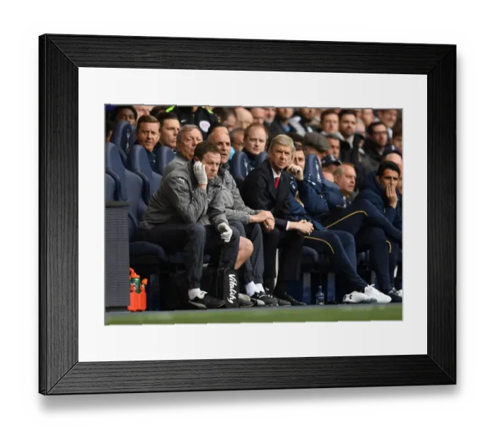 Framed Print : Arsene Wenger and His Team: Arsenal's Triumvirate at Tottenham Hotspur (2016-17)