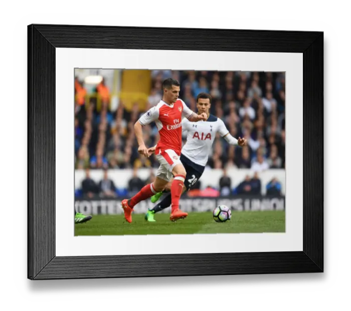 Framed Print : Granit Xhaka in Action: Tottenham Hotspur vs. Arsenal, Premier League 2016-17 Framed Print : Granit Xhaka in Action: Tottenham Hotspur vs. Arsenal, Premier League 2016-17