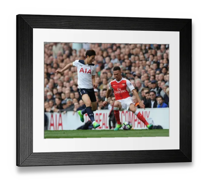 Framed Print : Clash of the Capital Rivals: Kieran Gibbs vs. Heung-Min Son (Tottenham vs. Arsenal, Premier League) Framed Print : Clash of the Capital Rivals: Kieran Gibbs vs. Heung-Min Son (Tottenham vs. Arsenal, Premier League)