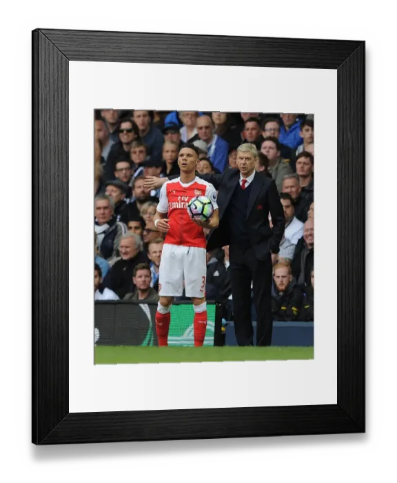 Framed Print : Arsene Wenger and Kieran Gibbs: A Behind-the-Scenes Moment at Tottenham Hotspur vs. Arsenal (2016-17)