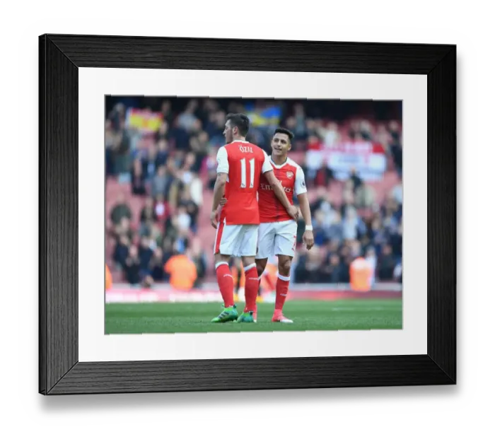 Framed Print : Mesut Ozil and Alexis Sanchez: A Dynamic Duo in Arsenal's Battle Against Manchester United (2016-17)
