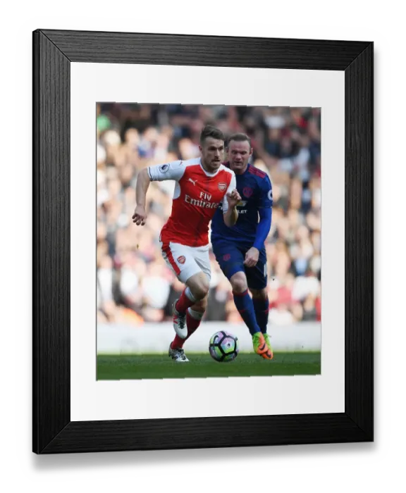 Framed Print : Ramsey Outmaneuvers Rooney: Intense Moment from Arsenal vs Manchester United, Premier League 2016-17