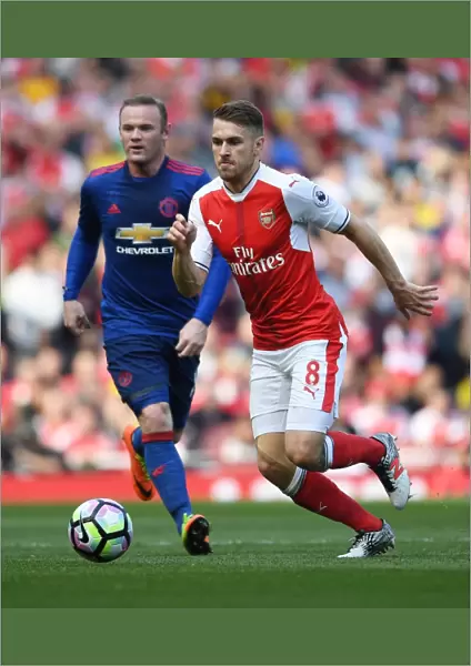 Ramsey Surges Past Rooney: Intense Moment from Arsenal vs. Manchester United, Premier League 2016-17