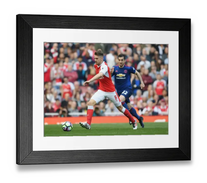 Framed Print : Ramsey Outmaneuvers Mkhitaryan: Intense Moment from Arsenal vs. Manchester United, Premier League 2016-17