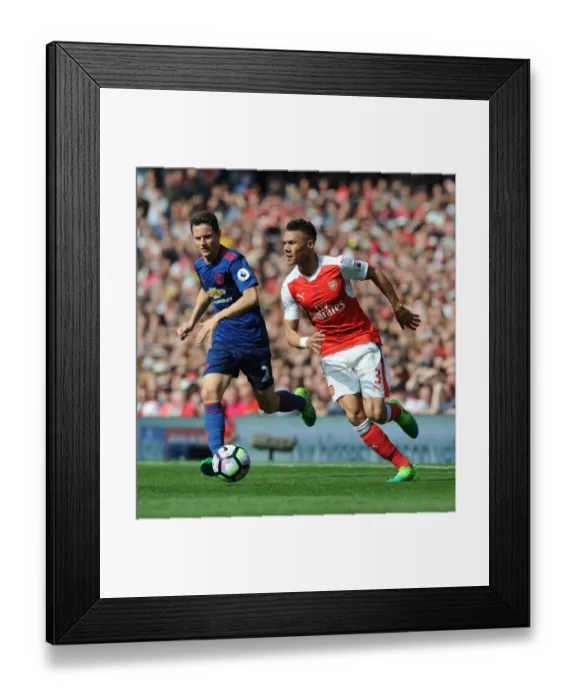 Framed Print : Arsenal vs Manchester United: Clash Between Kieran Gibbs and Ander Herrera (Premier League, 2016-17)