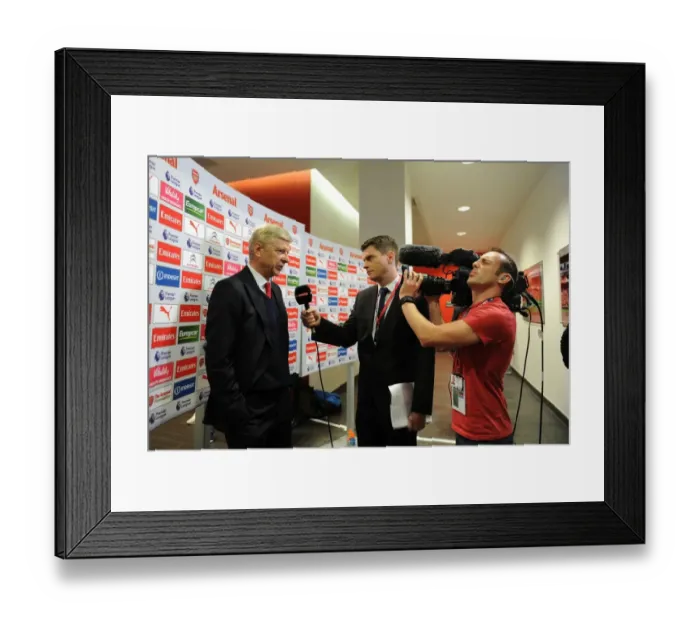 Framed Print : Arsene Wenger: Pre-Match Interview before Arsenal vs Manchester United (2016-17)