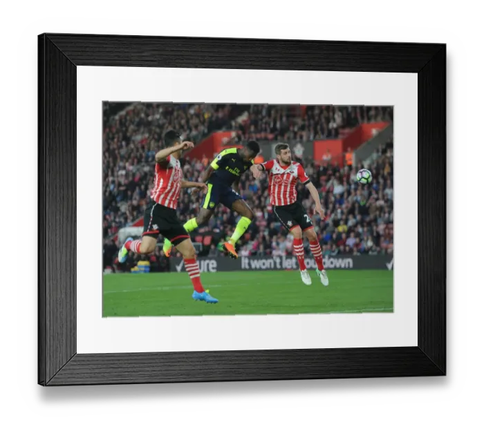 Framed Print : Danny Welbeck vs Jack Stephens: Heading Battle at Southampton's St Marys Stadium - Premier League 2016-17 Framed Print : Danny Welbeck vs Jack Stephens: Heading Battle at Southampton's St Marys Stadium - Premier League 2016-17