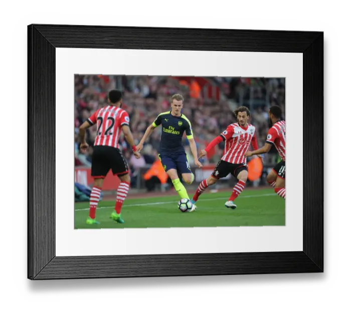 Framed Print : Clash of the Titans: Rob Holding vs Manolo Gabbiadini - Southampton vs Arsenal, Premier League 2016-17