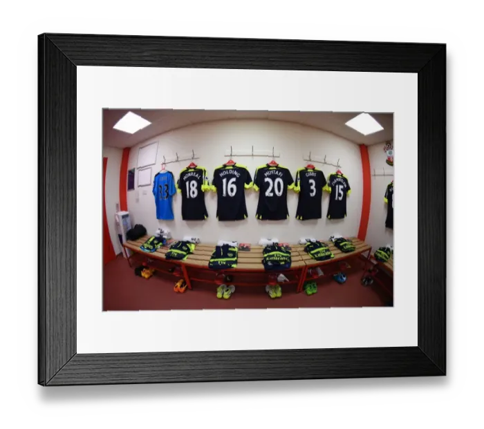 Framed Print : Arsenal Changing Room Before Match: Southampton vs. Arsenal (2016-17)
