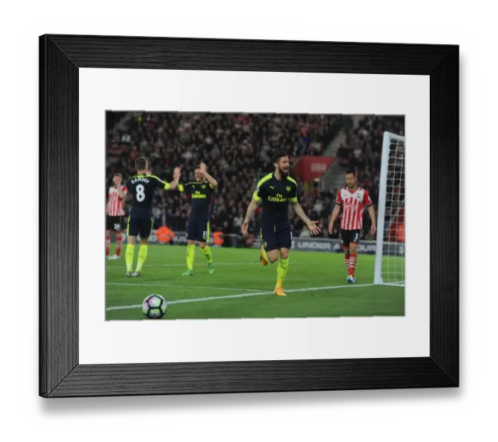 Framed Print : Olivier Giroud Scores the Second Goal: Southampton vs. Arsenal, Premier League 2016-17