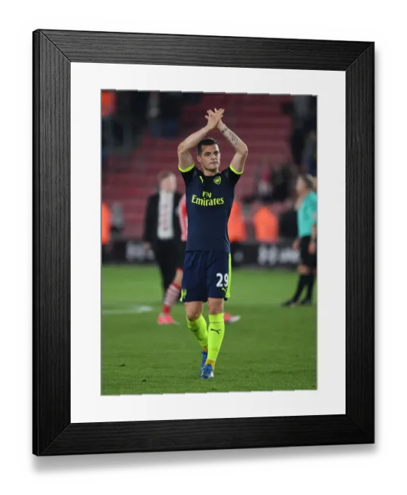 Framed Print : Granit Xhaka Celebrates with Arsenal Fans after Southampton Victory, 2016-17 Premier League Framed Print : Granit Xhaka Celebrates with Arsenal Fans after Southampton Victory, 2016-17 Premier League
